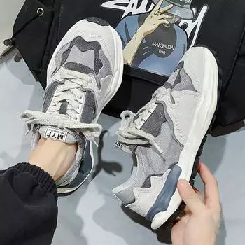 Мужская обувь весна-лето дышащие новые кроссовки на платформе для учеников средней школы с сеткой для бега Forrest Gump dad dissolve tide shoes 9303 39