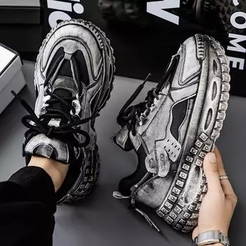 Мужская обувь весна новая дышащая сетчатая молодежная спортивная обувь мужская модная универсальная шина подошва платформа папы обувь мужчины 39