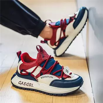 Мужская обувь весна новая платформа папины туфли мужские подростковые контрастные цвета и увеличивающаяся высота кожаная поверхность персонализированные спорт и отдых 39