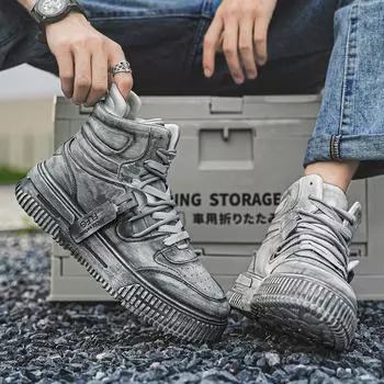 Мужская обувь весна новый тренд ретро универсальные грязные туфли в стиле Гонконга спортивная обувь для отдыха на платформе пара высокие туфли для серфинга 35