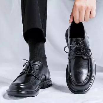 Мужская обувь весна-осень британские деловые туфли на шнуровке кожаные туфли дерби с мягкой подошвой 24311-R 38 чёрный