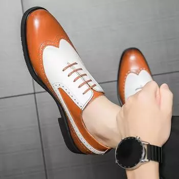 Мужская обувь весна-осень Brock деловые кожаные туфли мужские подходящие по цвету дышащие британский стиль заостренный нос большой размер модные 38