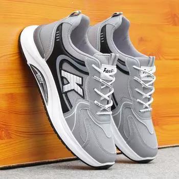Мужская обувь весна-осень трендовая обувь сетчатая поверхность кроссовки мужская повседневная беговая спортивная обувь с мягкой подошвой D214 39 серый