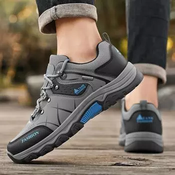 Мужская обувь весна-осень водонепроницаемые кожаные кроссовки нескользящие походные ботинки для мужчин рабочая защитная обувь 39 серый