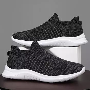 Мужская обувь водонепроницаемые носки весенний тренд дышащие кроссовки легкие сетчатые большой размер спортивная обувь размер 39 чёрный