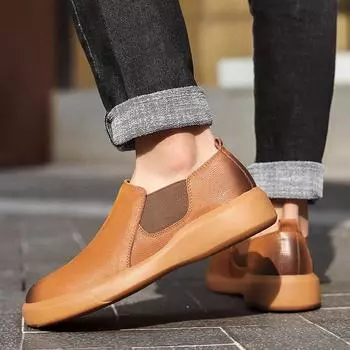 Мужская обувь высокого качества из натуральной кожи, удобные мужские лоферы без шнуровки, распродажа, мужская обувь для вождения, повседневная обувь 38-47 42 хаки