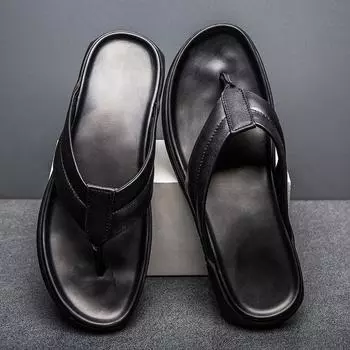 Мужская обувь высокого качества, повседневные шлепанцы из натуральной кожи, мужские летние роскошные тапочки, модные пляжные шлепанцы, элегантные тапочки 43 белый