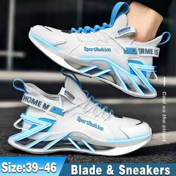 Мужская обувь высокого качества, весна 2023, мужские кроссовки на платформе для отдыха, большие размеры 46, модные кроссовки с лезвиями 39 белый