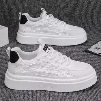 Мужская обувь Xiaobai 2024 года, новая осенняя дышащая универсальная повседневная кожаная обувь, мужская спортивная платформа, увеличивающая рост, обувь для скейтбординга 39