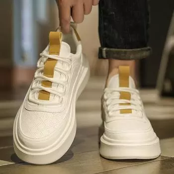 Мужская обувь Xiaobai 2025 года, новые летние дышащие повседневные кроссовки, мужские белые туфли с нескользящей толстой подошвой, универсальные спортивные модные туфли 39