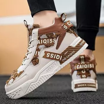 Мужская обувь Xiaobai весна-лето 2025 года, дышащая, новая модная брендовая обувь для спорта и отдыха на платформе, универсальная модная обувь 36 бежевый