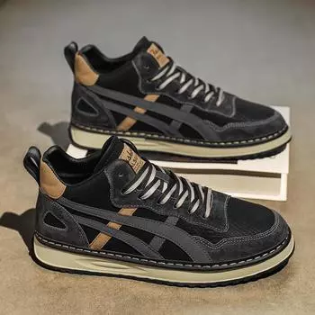 Мужская обувь зима 2024 года, новая молодежная обувь бренда Tide, повседневная обувь для сноубординга, мужская спортивная универсальная обувь на мягкой подошве в стиле ретро, немецкая тренировочная обувь Tide 39 чёрный