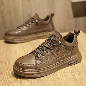 Мужская обувь зима 2024 новый тренд британский стиль инструментальная кожаная обувь мужская деловая повседневная удобная мягкая подошва ботинки Martin 39 чёрный