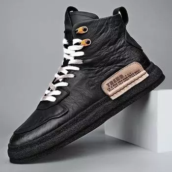 Мужская обувь Зимние кроссовки Ботинки средней длины Мужские винтажные кожаные ботинки ручной работы Мужские кроссовки Ретро-ботинки Frosty, большой размер 556 39 чёрный