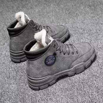 Мужская обувь зимние кроссовки замшевые кожаные теннисные кроссовки мужская обувь теплая зимняя обувь Basket Homme мужская обувь повседневная Plus 69k 39 чёрный