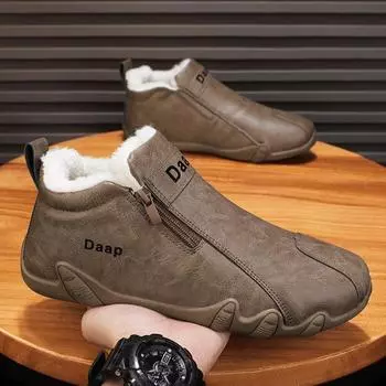 Мужская обувь Зимняя бархатная утолщенная теплая хлопковая обувь Мужские нескользящие зимние ботинки Мужские легкие низкие кожаные ботинки 39
