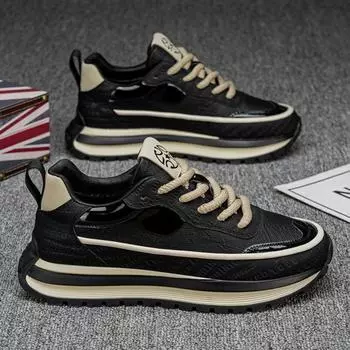 Мужская обувь зимняя новая стильная модная универсальная спортивная обувь для отдыха молодежная нишевая оригинальная дизайнерская обувь для пап 39 standard sneaker size чёрный