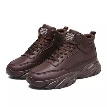 Мужская обувь Зимняя повседневная обувь с высоким верхом Интернет-известная мода Спортивная обувь для отдыха на открытом воздухе с высоким верхом Одиночные туфли для мужчин 45 чёрный