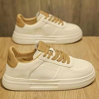 Мужская обувь зимняя универсальная белая обувь для скейтбординга модная мужская повседневная кожаная обувь спортивная платформа увеличивающая рост обувь McQueen white tide 39 бежевый