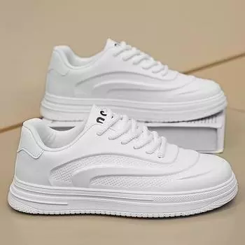 Мужская обувь зимняя универсальная повседневная белая обувь для серфинга молодежная кожаная поверхность нескользящая платформа спортивная продвинутая чувственная маленькая белая обувь для серфинга 39 белый