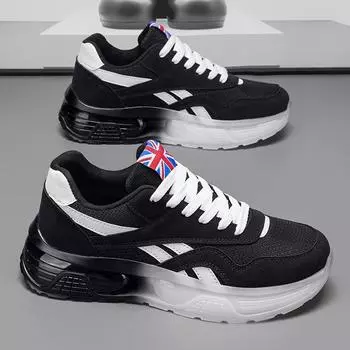 Мужская обувь знаменитостей из Интернета 2025 года, новая весенняя спортивная обувь на воздушной подушке для бега, мужская молодежная черная модная брендовая универсальная обувь для папы 39 чёрный