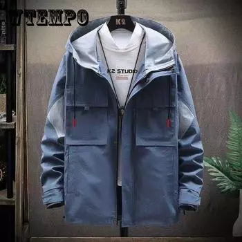 Мужская обычная куртка, весенняя бутиковая рабочая одежда с капюшоном, мягкое и удобное пальто, повседневная свободная парка, большой размер XXXXXL бежевый