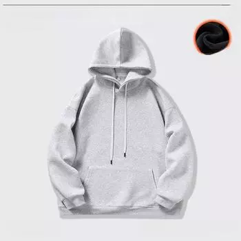 Мужская одежда ACU | 340G Плотный японский хлопок свитер с капюшоном для мужчин - Осень/Зима Свободная повседневная модная куртка S чёрный