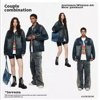 Мужская одежда | Американская ретро-модная куртка и свободная винтажная куртка с водоотталкивающей пропиткой Простая повседневная ковбойская куртка 2XL бездна