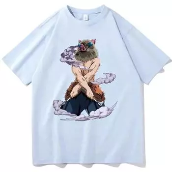 Мужская одежда, аниме-футболка Demon Slayer Blade, Hashihira Innosuke с коротким рукавом, хип-хоп, японский уличный стиль, большие футболки S