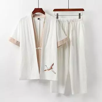 Мужская одежда больших размеров 8XL 9XL спортивный костюм хлопок лен избыточный вес футболка повседневный мужской костюм Тан 9XL белый