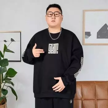 Мужская одежда больших размеров, мужская очень большая свободная толстовка с круглым вырезом, универсальная, без флисовой подкладки, Explosions 2XL