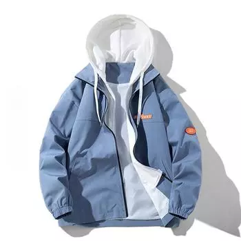 Мужская одежда больших размеров на весну и осень, мужская повседневная куртка с капюшоном в японском стиле для мужчин M синий