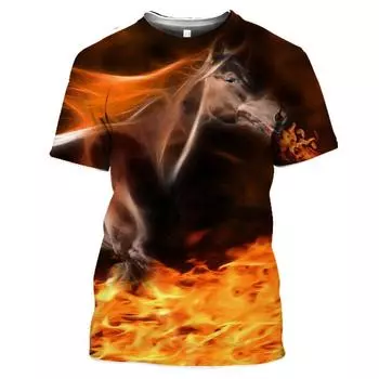 Мужская одежда больших размеров Свободные летние топы Футболка с 3D принтом животных Пара Солдат Тигровый узор Футболки с круглым вырезом Топ с короткими рукавами Дышащие мужские рубашки XS