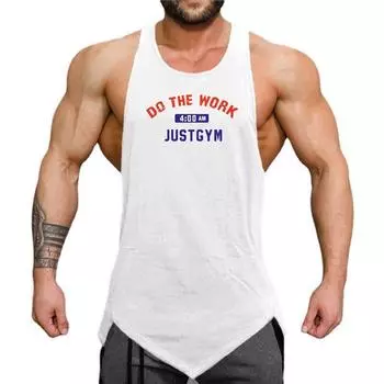 Мужская одежда для фитнеса и тренировок, летний свободный жилет, топы без рукавов из чистого хлопка, молодежные повседневные майки в стиле хип-хоп M чёрный