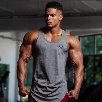 Мужская одежда для фитнеса, летние дышащие топы без рукавов, модная спортивная майка для бодибилдеров, облегающая майка M чёрный
