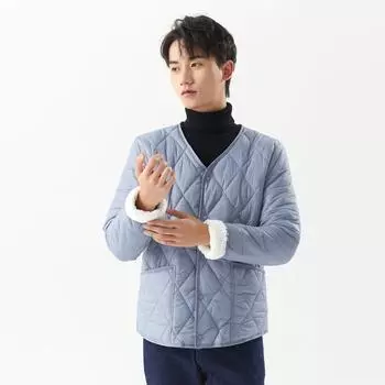 Мужская одежда для мужчин среднего и пожилого возраста, зимняя одежда для пап из хлопка, хлопковая одежда, увеличенная утолщенная и набитая подкладка, теплые топы, мужские модели 2398 M хаки