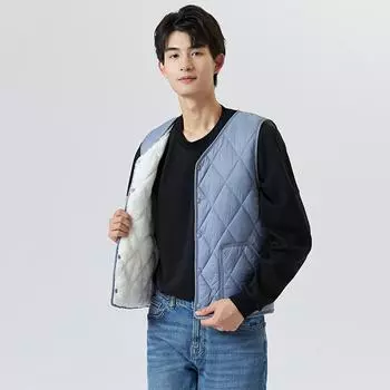 Мужская одежда для пап с подкладкой, теплая, для людей среднего и пожилого возраста, с увеличенными карманами, мужская короткая жилетка Diamond, удобная и стильная, чтобы согреться 2161 M