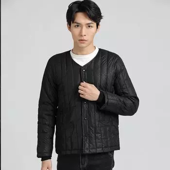 Мужская одежда для пап среднего и пожилого возраста с карманами, зимняя одежда из хлопка, хлопковая одежда, увеличенная легкая подкладка, теплые топы, мужские модели 8609 M чёрный