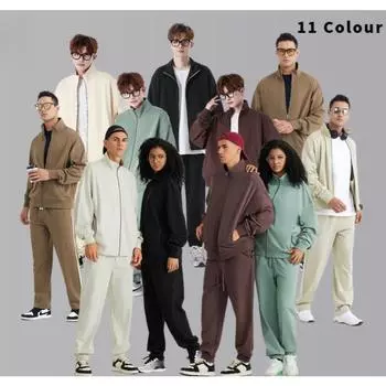 Мужская одежда | Хлопковая махровая кардиган с воротником-стойкой на молнии, свитер, куртка, свободная куртка, американский тренд S белый