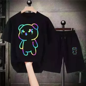 Мужская одежда из 2 предметов, мужской комплект, хлопковые футболки, шорты, женский спортивный костюм, комплект для бега, женский спортивный костюм, повседневная уличная одежда, мужской комплект S