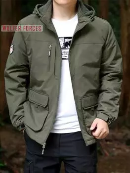 Мужская одежда Мужское пальто Новые парки Вельветовая куртка Зимние военные куртки Куртки и пальто Ветровка Кардиган Оверсайз M чёрный