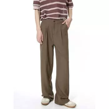 Мужская одежда | Новые японские деловые драпированные прямые свободные пригородные повседневные брюки S чёрный