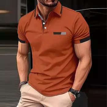 Мужская одежда Новые рубашки и футболки Мужская рубашка-поло Футболка-поло с короткими рукавами. S кофейный