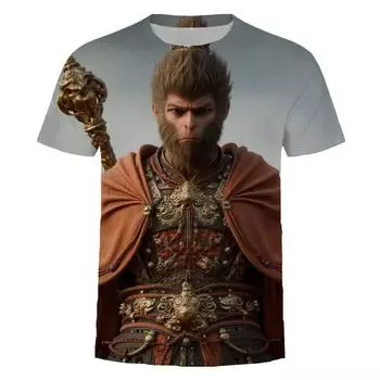 Мужская одежда Осень 2024 Мужские футболки для отдыха Детская Взрослая Футболка с принтом Wukong Graphic Oversize Новые топы Fantasy Tees S