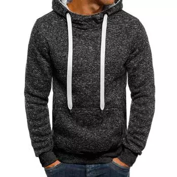 Мужская одежда, осенний мужской флисовый свитер с капюшоном, молодежный трендовый пуловер, мужской тонкий свитшот S серый