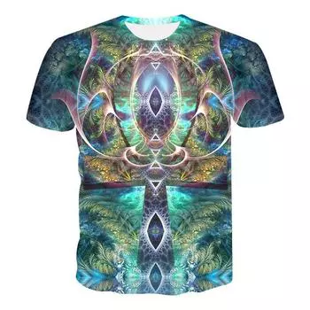 Мужская одежда Повседневная одежда с принтом Футболки с круглым вырезом и коротким рукавом Топы с круглым вырезом Уличная одежда в тропическом стиле S-M