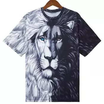 Мужская одежда Повседневная одежда с принтом Футболки с круглым вырезом и коротким рукавом Топы с круглым вырезом Уличная одежда в тропическом стиле S-M