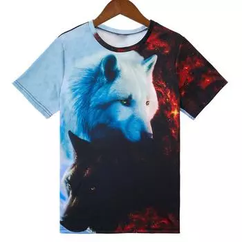 Мужская одежда Повседневная одежда с принтом Футболки с круглым вырезом и коротким рукавом Топы с круглым вырезом Уличная одежда в тропическом стиле S-M