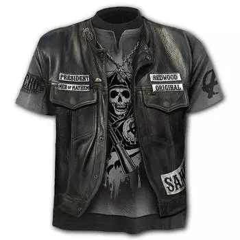 Мужская одежда Повседневная одежда с принтом Футболки с круглым вырезом и коротким рукавом Топы с круглым вырезом Уличная одежда в тропическом стиле S-M