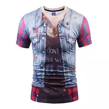 Мужская одежда Повседневная одежда с принтом Футболки с круглым вырезом и коротким рукавом Топы с круглым вырезом Уличная одежда в тропическом стиле S-M